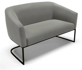 Sofá 2 Lugares Namoradeira Industrial Preto Stella Suede D03 - D'Rossi - Grafite