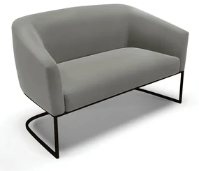 Sofá Namoradeira 2 Lugares Base Industrial Preto Stella Suede D03 - D'Rossi - Grafite