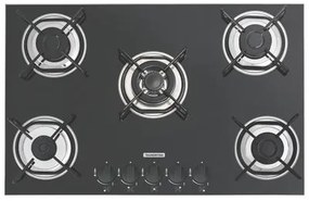 Cooktop a Gás Tramontina Brasil 5 Queimadores Vidro Preto Bivolt 70 x 45 cm Tripla Chama