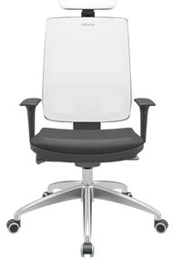 Cadeira Office Brizza Tela Branca Com Encosto Assento Vinil Preto Autocompensador 126cm - 63248 Sun House