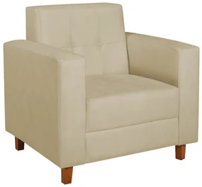 Poltrona Decorativa Denver Suede Bege - ADJ Decor
