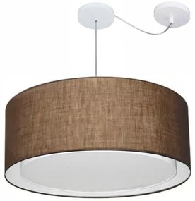 Lustre Pendente Cilíndrico Com Desvio de Centro Vivare Md-4318 Cúpula em Tecido 60x30cm - Bivolt