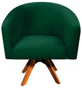 Poltrona Giratória Stella Suede Verde Base Madeira MM30 - D'Rossi