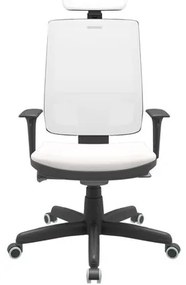 Cadeira Office Brizza Tela Branca Com Encosto Assento Vinil Branco Autocompensador Base Standard 126cm - 63444 Sun House