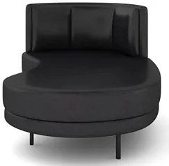 Chaise Longue Divã 164cm Braço Esquerdo Logus D06 Sintético Preto - Mp