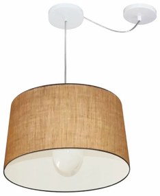 Lustre Pendente Cone Com Desvio Md-4275 Cúpula 30/45x40cm Palha - Bivolt