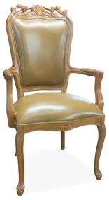 Cadeira com Braço Luiz XV Entalhada Madeira Maciça Design de Luxo