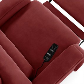 Poltrona do Papai Reclinável Napoli Power Touch Massagem Veludo Vermelho FH1 - D'Rossi