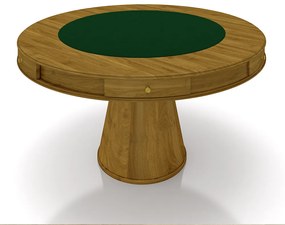 Conjunto Mesa de Jogos Carteado Bellagio Tampo Reversível e 6 Cadeiras Madeira Poker Base Cone Veludo Azul Marinho/Mel G42 - Gran Belo