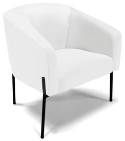 Poltrona Decorativa Pé de Ferro Preto Stella Sintético Branco D03 - D'Rossi