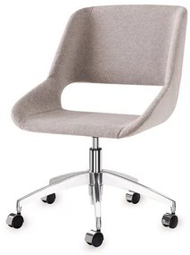Cadeira Dife Assento Estofado Rustico Cru Base Rodizio em Aluminio - 55882 Sun House