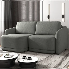 Sofá Cama Modulado Retrátil e Reclinável Decorativo Varsóvia 196cm Linho Cinza Chumbo G33 - Gran Belo