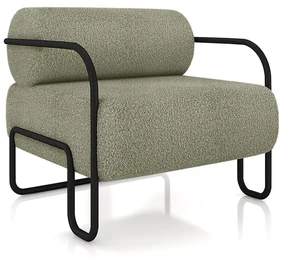 Poltrona Sala de Estar Industrial Preto Ameli Bouclê Verde K01 - D'Rossi