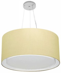 Lustre Pendente Cilíndrico Duplo Md-4301 Cúpula em Tecido 55x30cm Algodão Crú - Bivolt