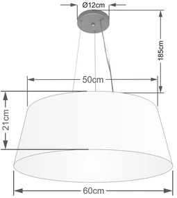 Lustre Pendente Cone Vivare Md-4002 Cúpula em Tecido 21/60x50cm - Bivolt