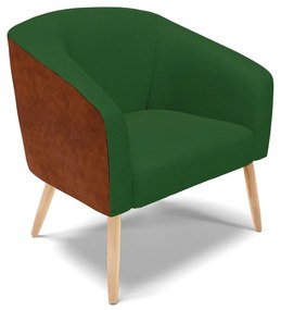 Kit 02 Poltronas Stella Corano Nozes com Veludo Verde Luxo A136 Pés Palito Natural - D'Rossi