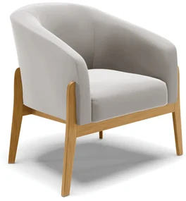 Poltrona Decorativa Base de Madeira Stella Veludo Cinza D03 - D'Rossi