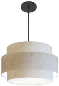 Lustre Pendente Cilíndrico Md-4384 Cúpula em Tecido Linho Bege Tam 50cm