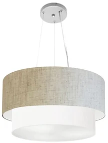 Pendente Cilíndrico Rustico Bege e Branco MJ-4369 Para Mesa de Jantar e Estar
