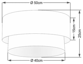 Plafon Duplo Cilíndrico Vivare Md-3017 Cúpula em Tecido 50x40cm - Bivolt