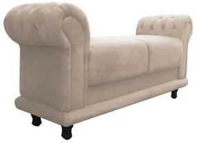 Recamier Barcelona Namoradeira Calçadeira Suede D'Rossi - Bege