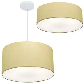 Kit Plafon Cilíndrico Md-3005 e Pendente Md-4019 Cúpula em Tecido 40cm Algodão Crú - Bivolt