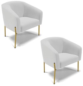 Poltrona Decorativa Pé de Ferro Dourado Kit 2 Stella Linho D03 - D'Rossi - A05 Cinza