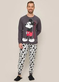 Pijama Mickey Cinza Escuro em Malha