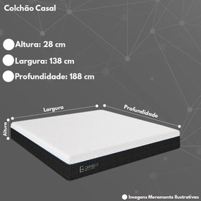 Colchão na Caixa Embalado a Vácuo Musk Casal Ortopédico 138X188 Espuma D28 Branco/Chumbo G90 - Gran Belo