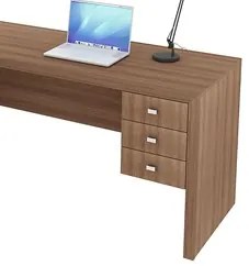 Mesa de Canto Para Escritório 3 Gavetas ME4106 Amêndoa - Tecno Mobili