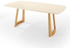 Mesa de Jantar Clean  Retangular Tampo de Vidro Off White - 1,80x1m