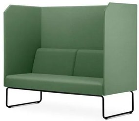 Sofa Privativo Pix com Divisoria e Assento Crepe Verde Escuro Base Aco Preto - 55085 Sun House