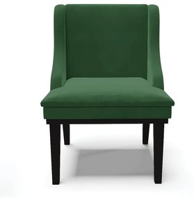 Cadeira de Jantar Liz Veludo Verde Base Fixa Madeira Preto - D'Rossi