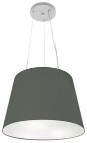 Lustre Pendente Cone Md-4152 Cúpula em Tecido 30/40x30cm Cinza Escuro - Bivolt