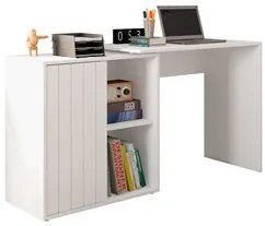 Mesa para Escritório Home Office 1 Porta Ripada Tech Branco Fosco - Ca