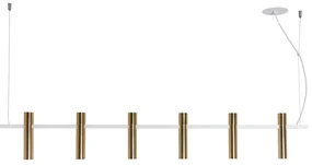 Pendente Cravo 3,8X20X130Cm Focos Simetricos 6Xmr11 - Usina 16970/6 (AL-P - Alumínio Polido Brilho Verniz)