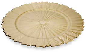 Sousplat de Plástico Dourado com Relevo e Recortes Lateral 33 cm - D'Rossi