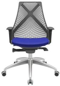 Cadeira Office Bix Tela Preta Assento Aero Azul Autocompensador Base Alumínio 95cm - 63940 Sun House