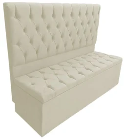 Cabeceira com Calçadeira Baú Queen 160cm Nicole Suede Bege - Sheep Estofados - Bege