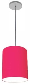 Luminária Pendente Vivare Free Lux Md-4102 Cúpula em Tecido - Pink - Canopla cinza e fio transparente