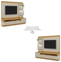 Painel Para TV 70 Pol com Rack Bancada 238cm Real L06 Tauari/Off White