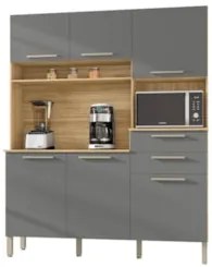 Armário de Cozinha Compacta 160cm Montreal Z06 Freijó/Gris - Mpozenato