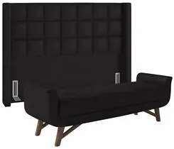 Cabeceira Cama Box Queen 160cm Pisa e Recamier Neville P02 Sintético P