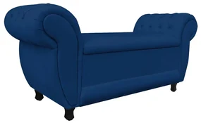Recamier com Baú Grécia Namoradeira Calçadeira Suede Azul Marinho - D'Rossi