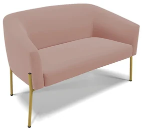 Sofá 2 Lugares Namoradeira Pé de Ferro Dourado Stella Veludo D03 - D'Rossi - Rose