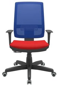 Cadeira Office Brizza Tela Azul Assento Aero Vermelho RelaxPlax Base Standard 120cm - 63874 Sun House