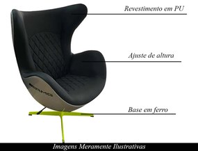 Poltrona Decorativa Egg Chair Mercedes AMG Cinza/Verde G53 - Gran Belo