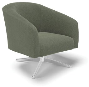 Poltrona Decorativa Base Giratória Cromada Stella Bouclê Menta D03 - D'Rossi