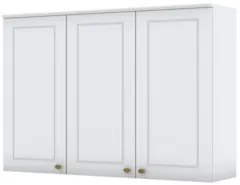 Armário Aéreo 120cm 3 Portas 100% MDF Americana Branco HP - Henn