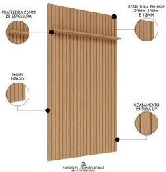 Painel para TV 65 Polegadas Ripado 141cm Nigéria C05 Freijó - Mpozenat